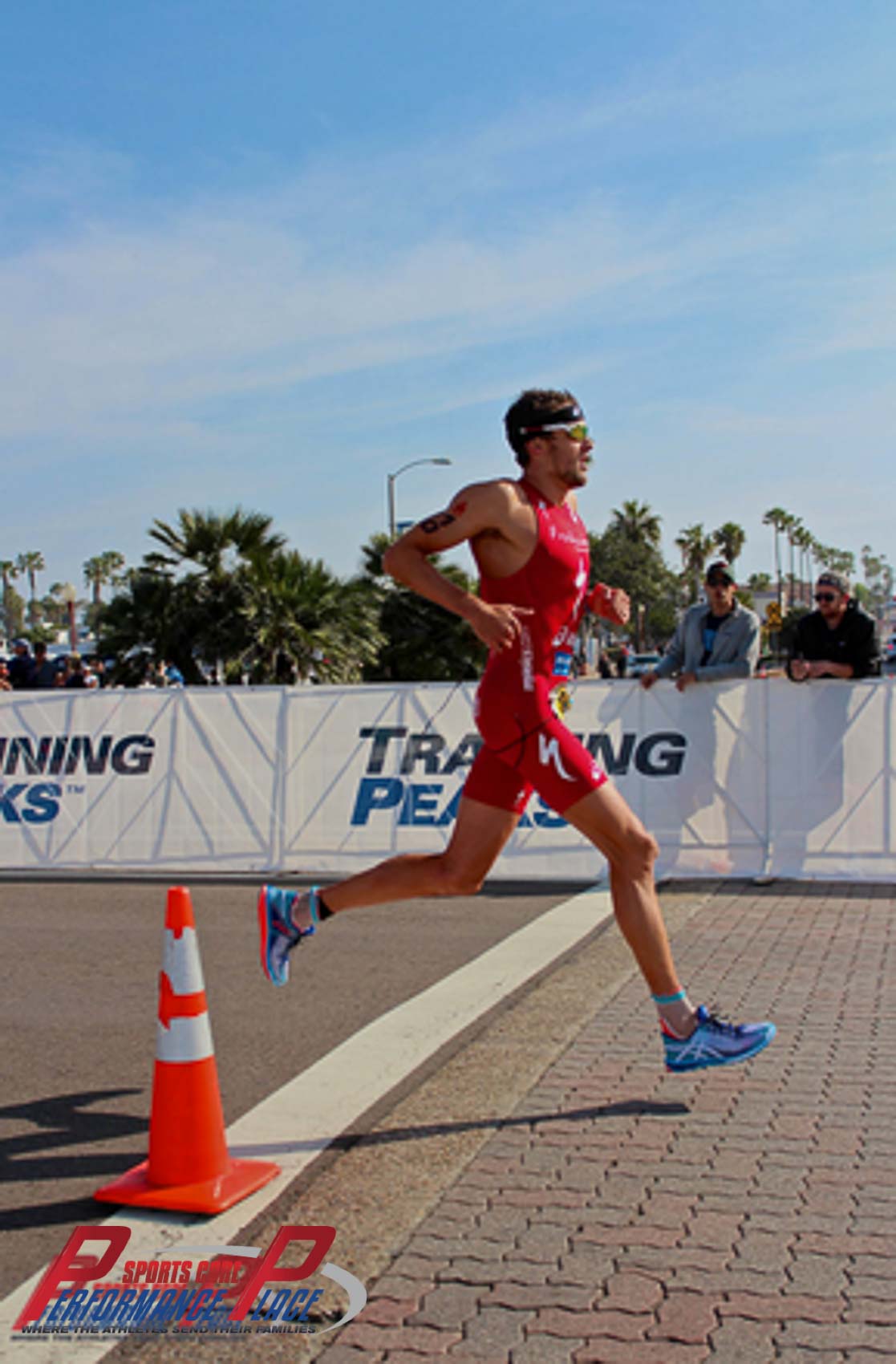 Triathlete running in triathlon