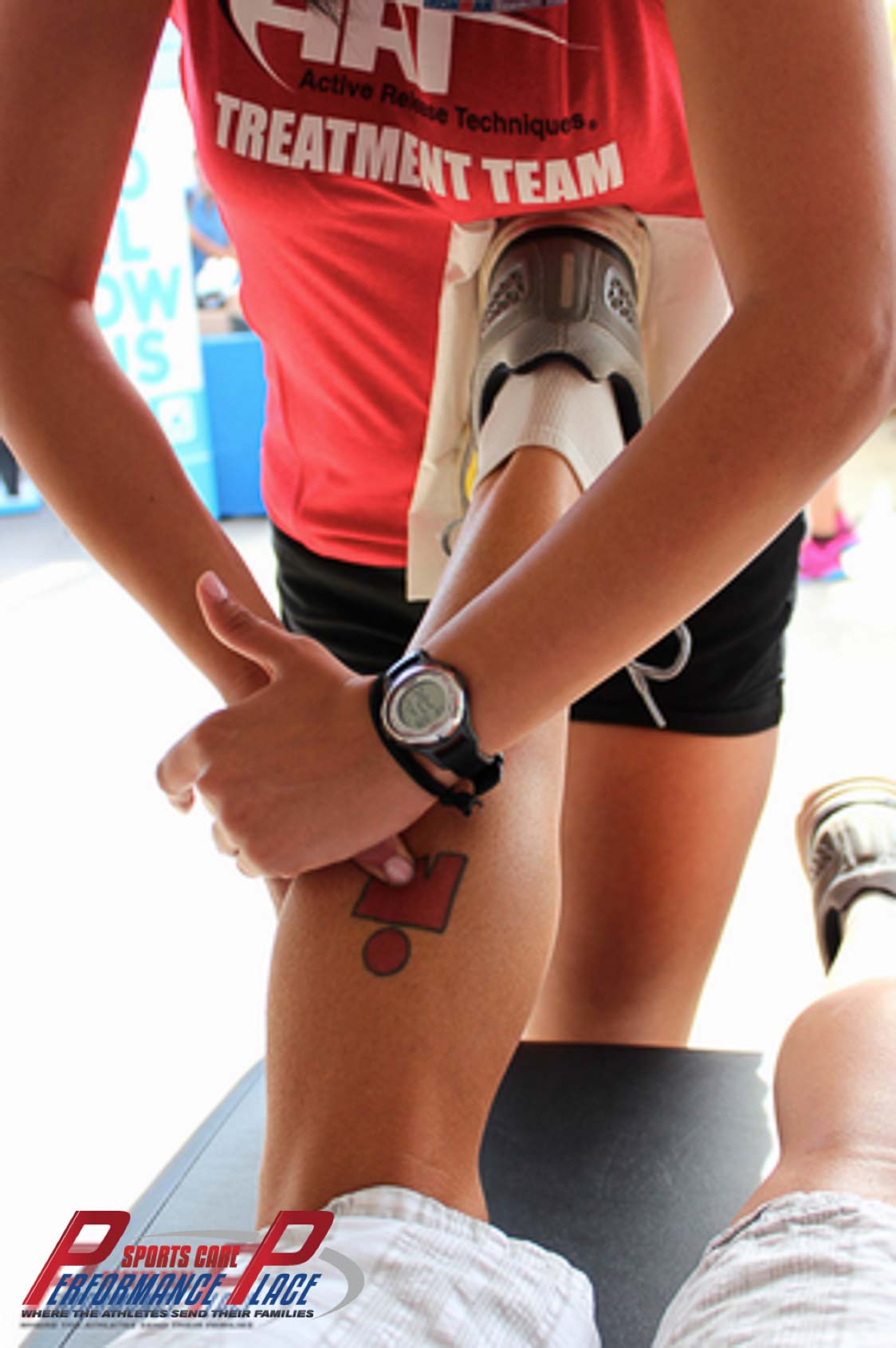Active Release Technique on calf muscle of triathlete
